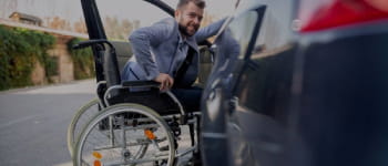 Man with a spinal cord injury on a wheelchair